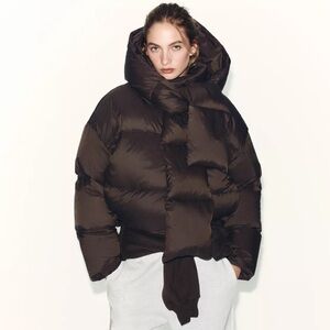 ZARA WATER REPELLENT WINDPROOF DOWN PUFFER COAT WITH HOODIE